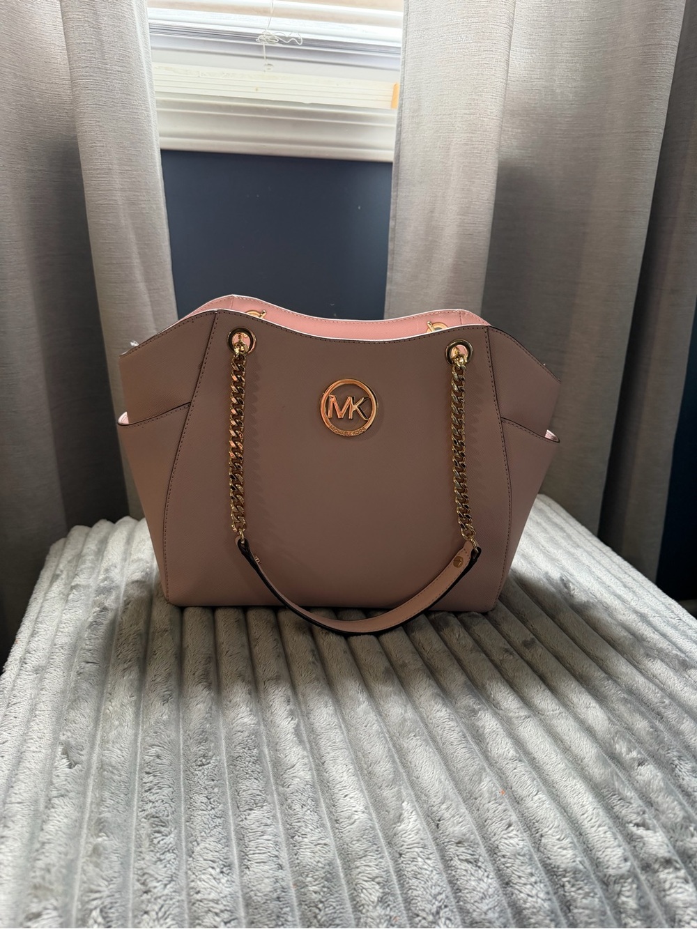 Michael Kors Blush Pink Tote with Gold-Tone MK Emblem